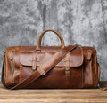 Sac de voyage homme en cuir, 52 ou 58 cm, marron ou café, marron