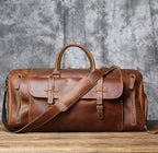 Sac de voyage homme en cuir, 52 ou 58 cm, marron ou café, marron