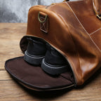 Sac de voyage homme en cuir, 52 ou 58 cm, marron ou café