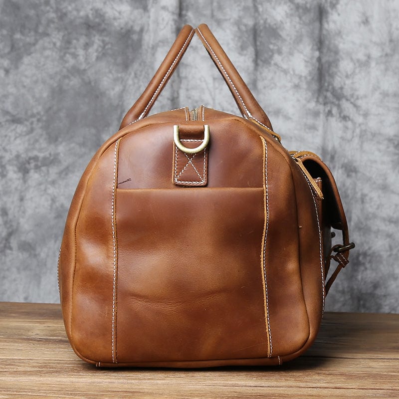 Sac de voyage homme en cuir, 52 ou 58 cm, marron ou café