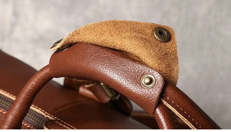 Sac de voyage homme en cuir, 50 x 25 x 25 cm, bandoulière réglable