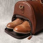 Sac de voyage homme en cuir, 50 x 25 x 25 cm, bandoulière réglable