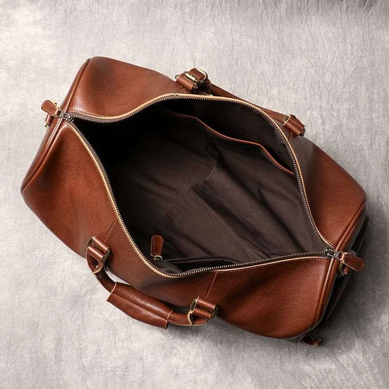 Sac de voyage homme en cuir, 50 x 25 x 25 cm, bandoulière réglable