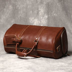Sac de voyage homme en cuir, 50 x 25 x 25 cm, bandoulière réglable