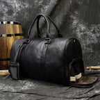 Sac de voyage homme en cuir, format cabine 45 cm, noir