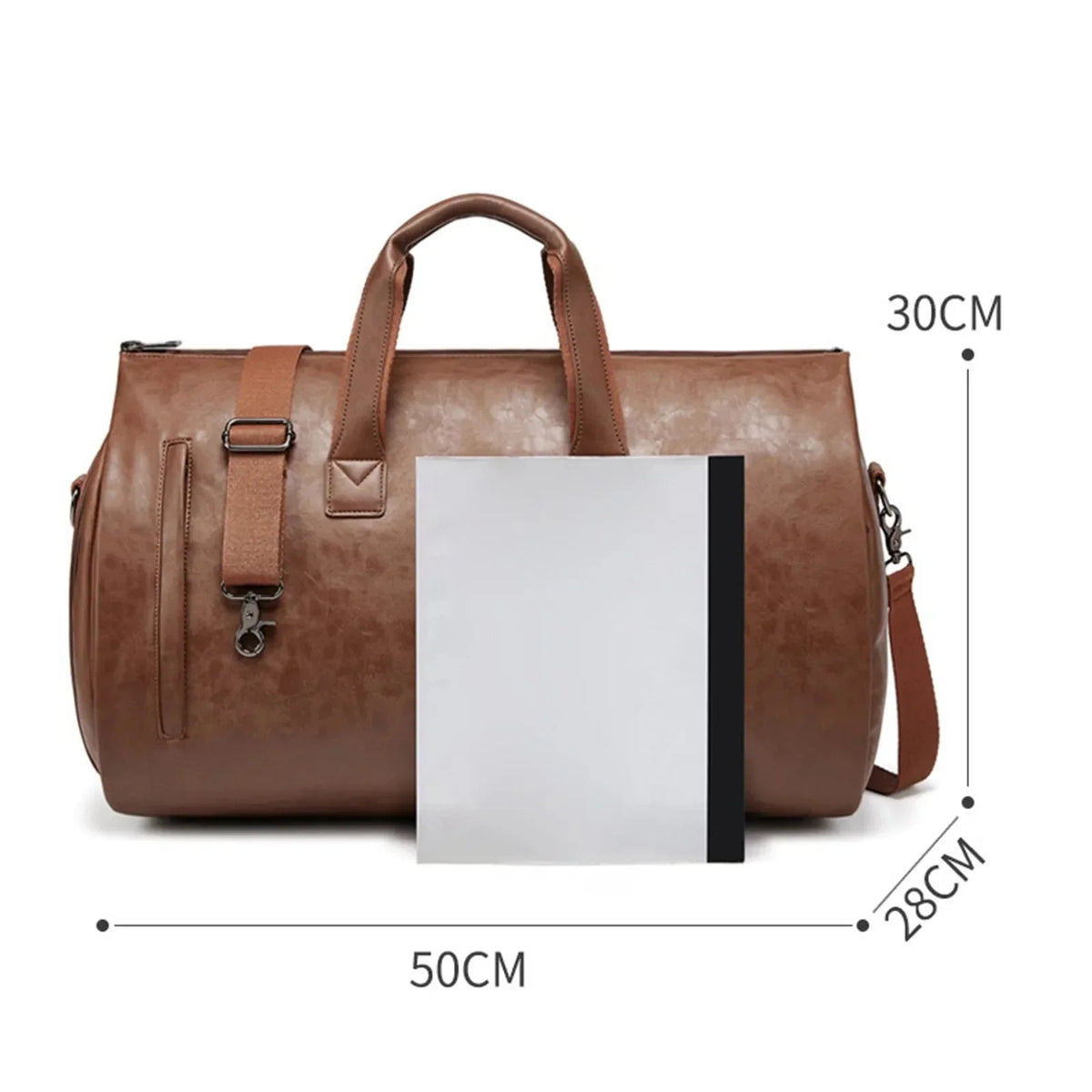 Sac de voyage homme porte-costume en similicuir, 50 x 28 x 30 cm