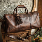 Sac de voyage homme souple 50 cm, bandoulière réglable, café
