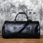 Sac de voyage homme en cuir, 55 cm, fermeture éclair, noir