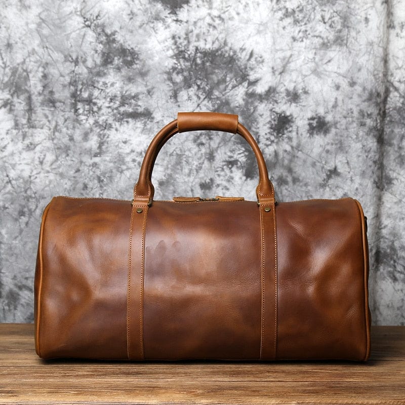 Sac de voyage homme en cuir, 55 cm, fermeture éclair
