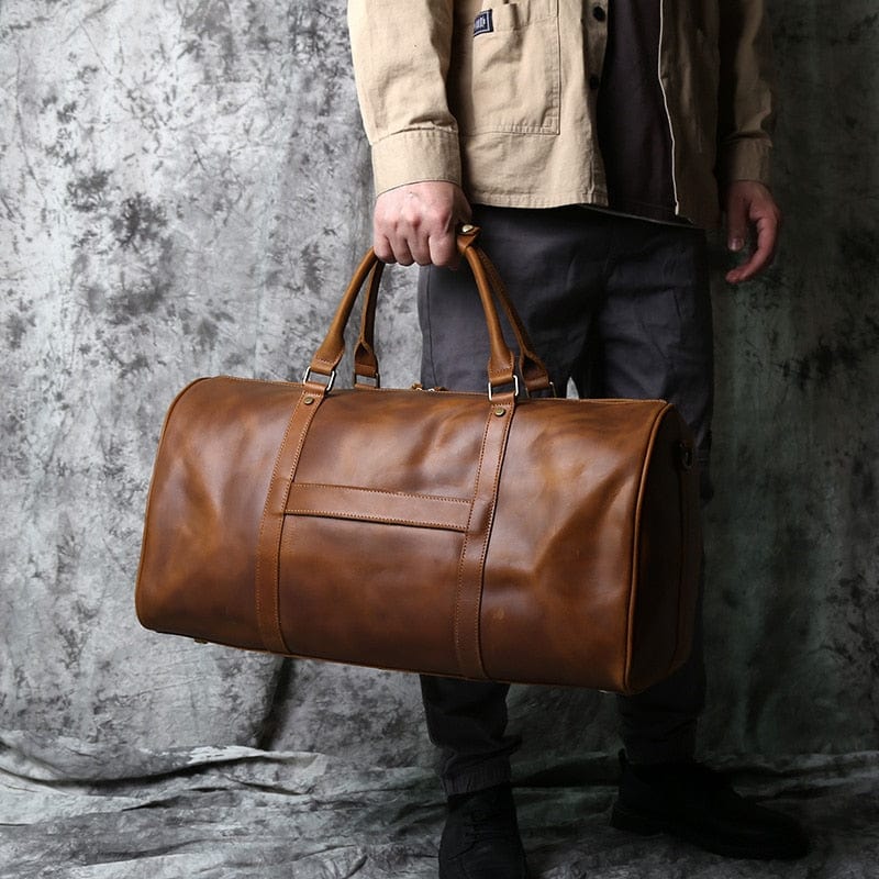 Sac de voyage homme en cuir, 55 cm, fermeture éclair