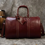 Sac de voyage homme 45 x 27 x 22 cm, format bagage cabine, marron rouge