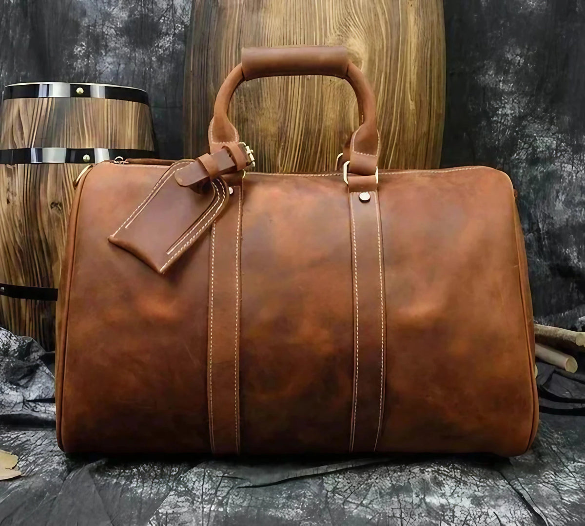 Sac de voyage homme 45 x 27 x 22 cm, format bagage cabine, marron