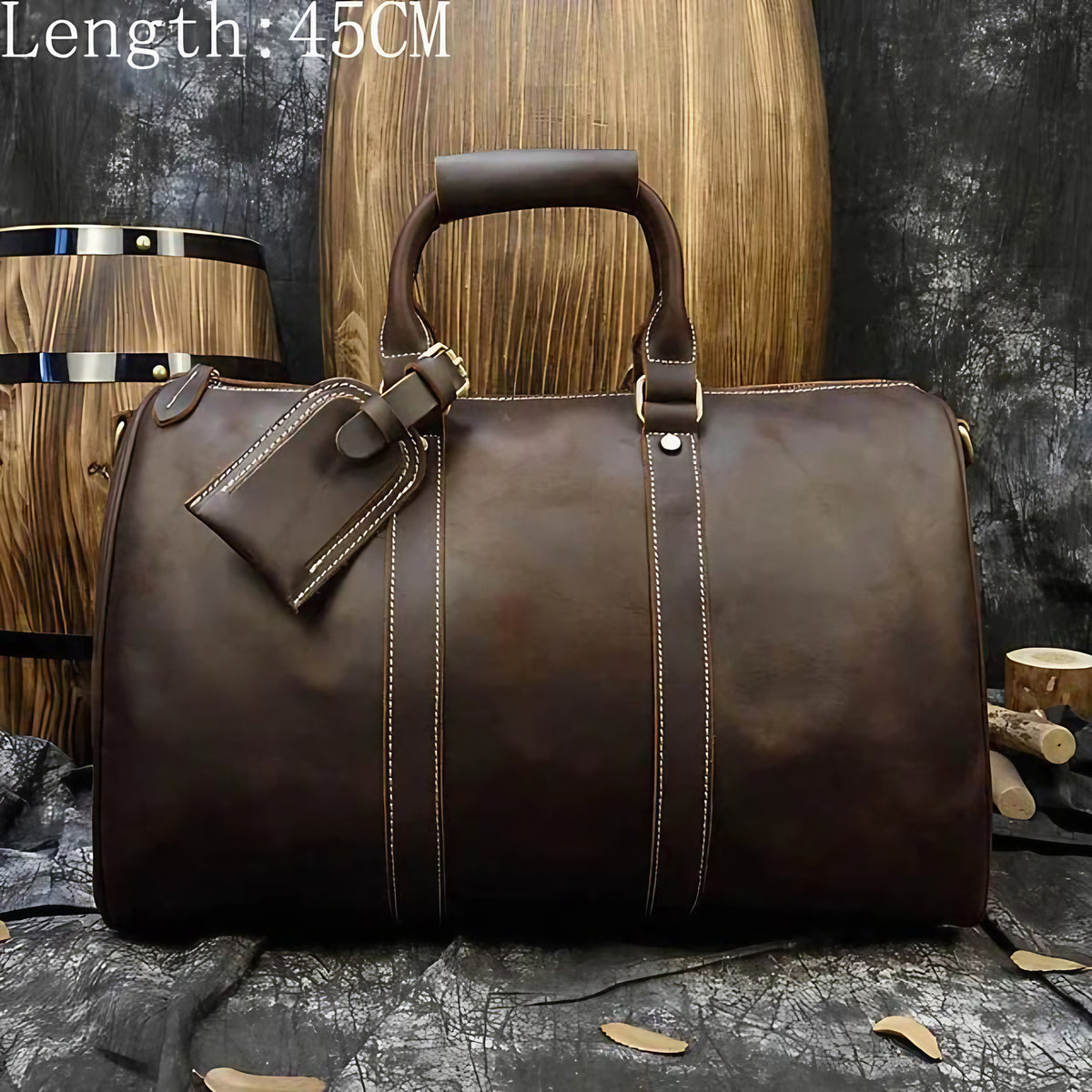 Sac de voyage homme 45 x 27 x 22 cm, format bagage cabine, café