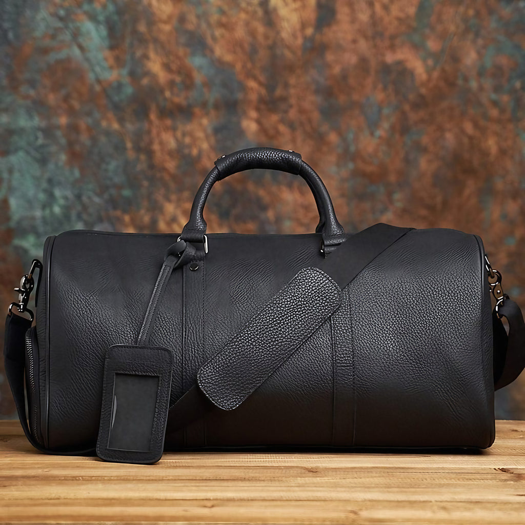 Sac de voyage homme en cuir souple, noir ou marron, noir