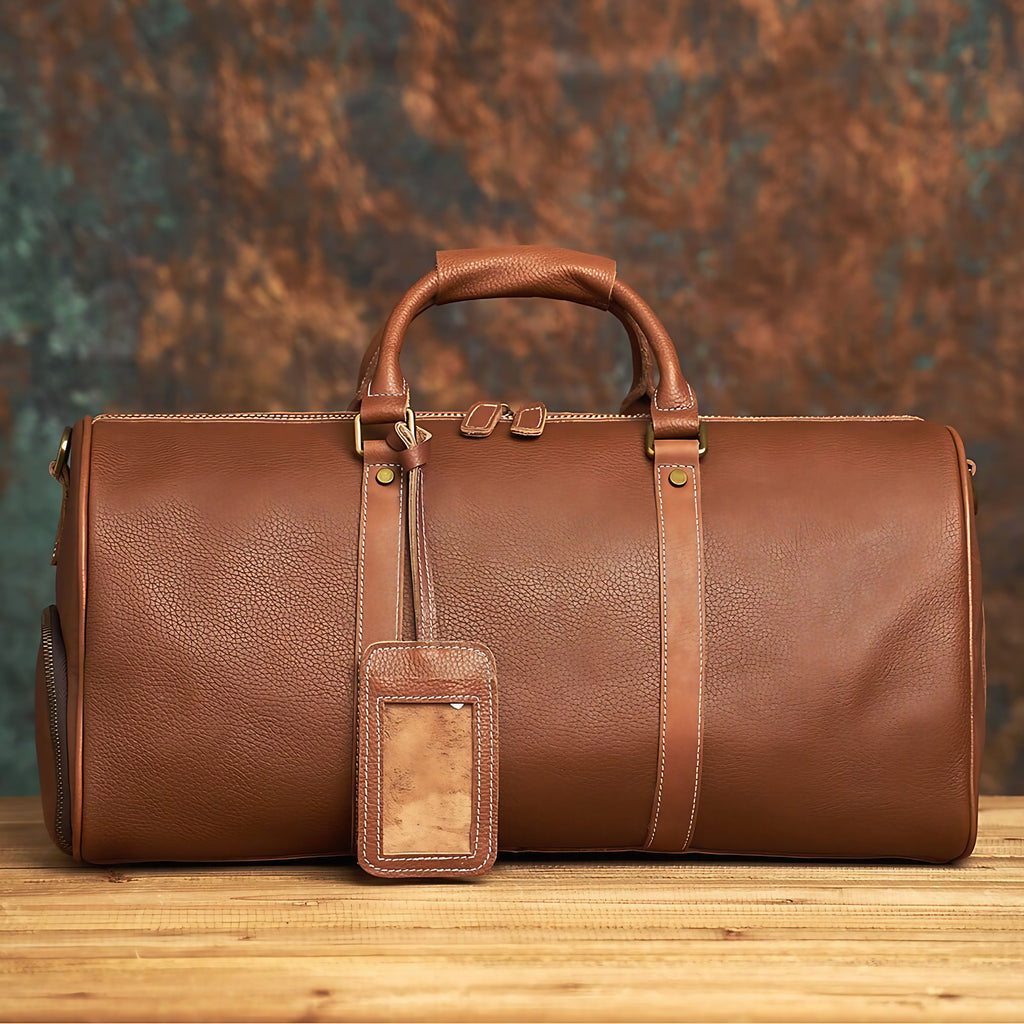 Sac de voyage homme en cuir souple, noir ou marron, marron