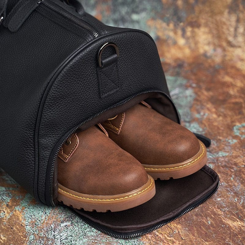 Sac de voyage homme en cuir souple, noir ou marron