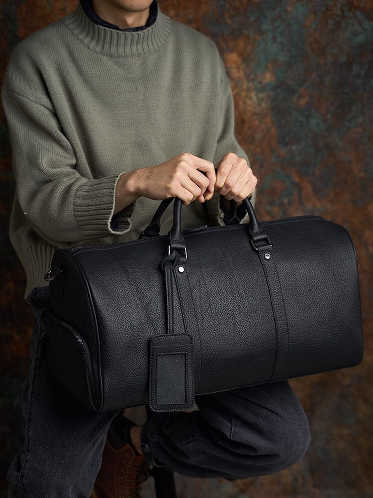 Sac de voyage homme en cuir souple, noir ou marron