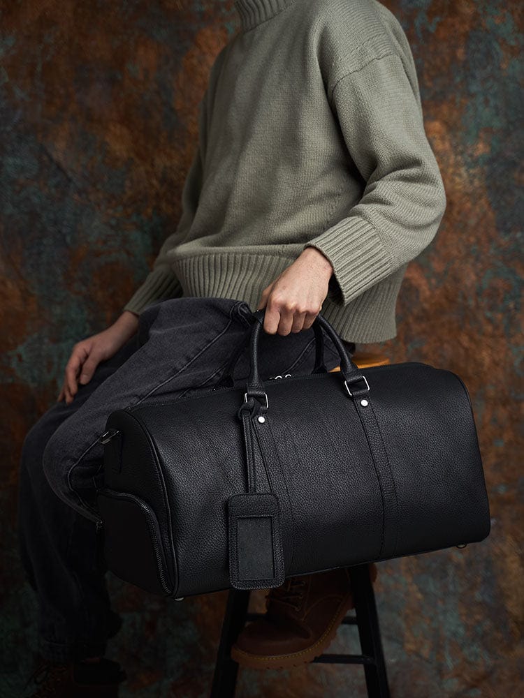 Sac de voyage homme en cuir souple, noir ou marron