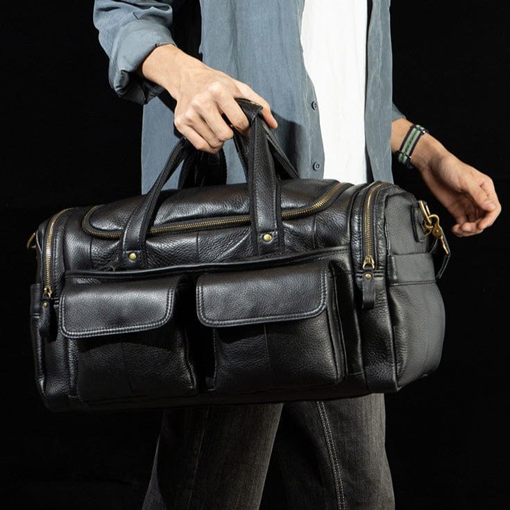 Sac de voyage homme en cuir, 46 x 25 x 25 cm, 1,9 kg