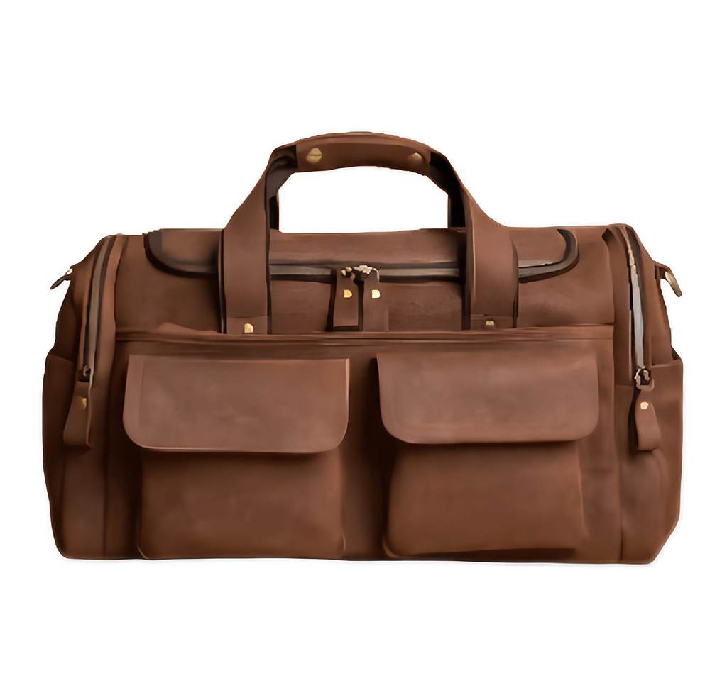 Sac de voyage homme en cuir, 46 x 25 x 25 cm, 1,9 kg, café