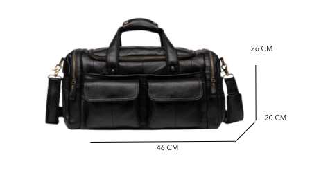 Sac de voyage homme en cuir, 46 x 25 x 25 cm, 1,9 kg