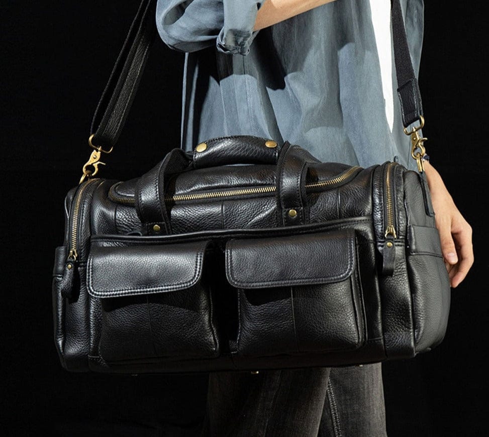 Sac de voyage homme en cuir, 46 x 25 x 25 cm, 1,9 kg