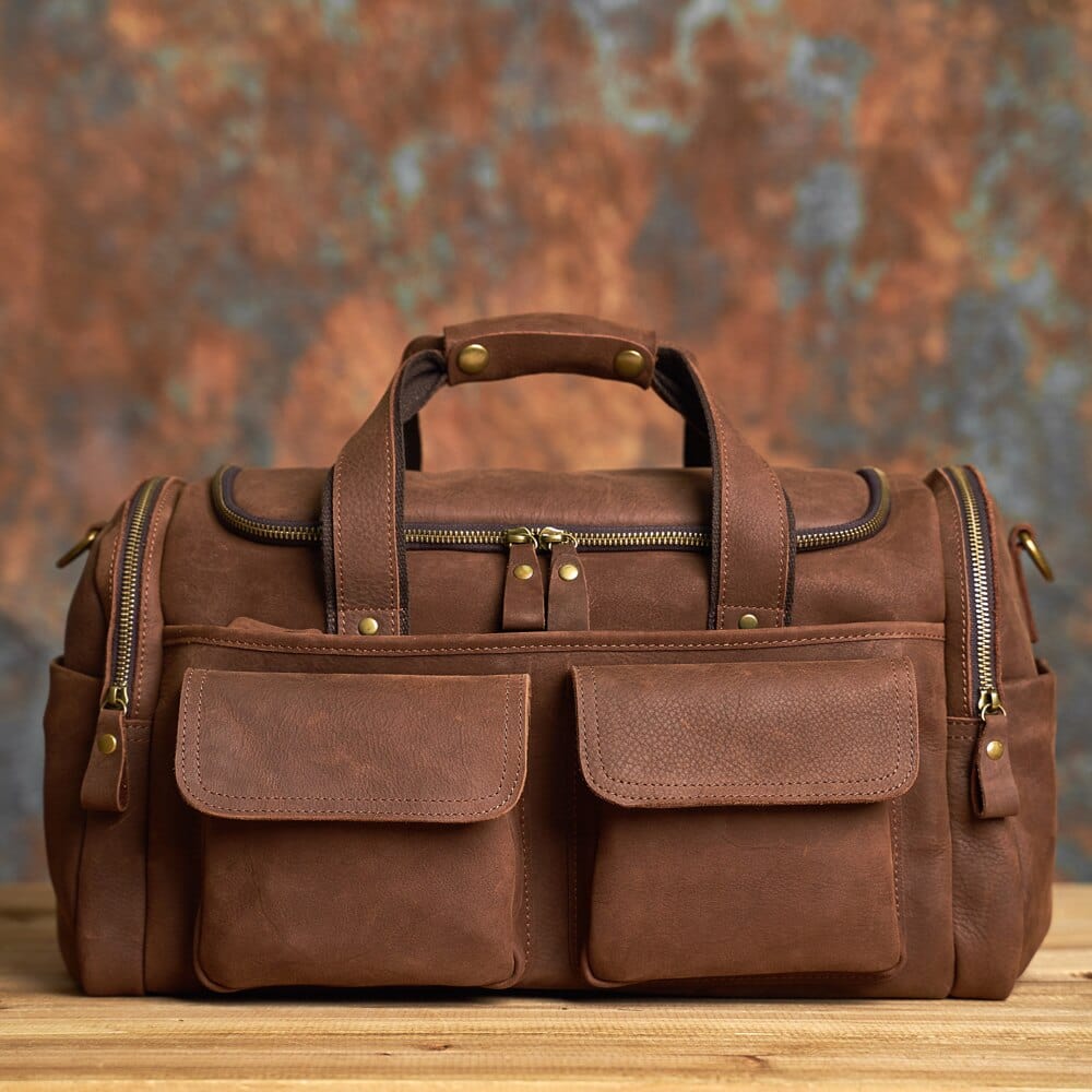 Sac de voyage homme en cuir, 46 x 25 x 25 cm, 1,9 kg