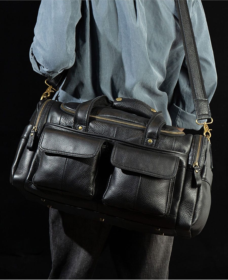 Sac de voyage homme en cuir, 46 x 25 x 25 cm, 1,9 kg
