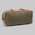Sac de voyage bicolore style vintage, toile cirée et cuir