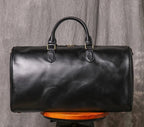 Sac week-end homme en cuir noir, 50 x 24 x 26 cm