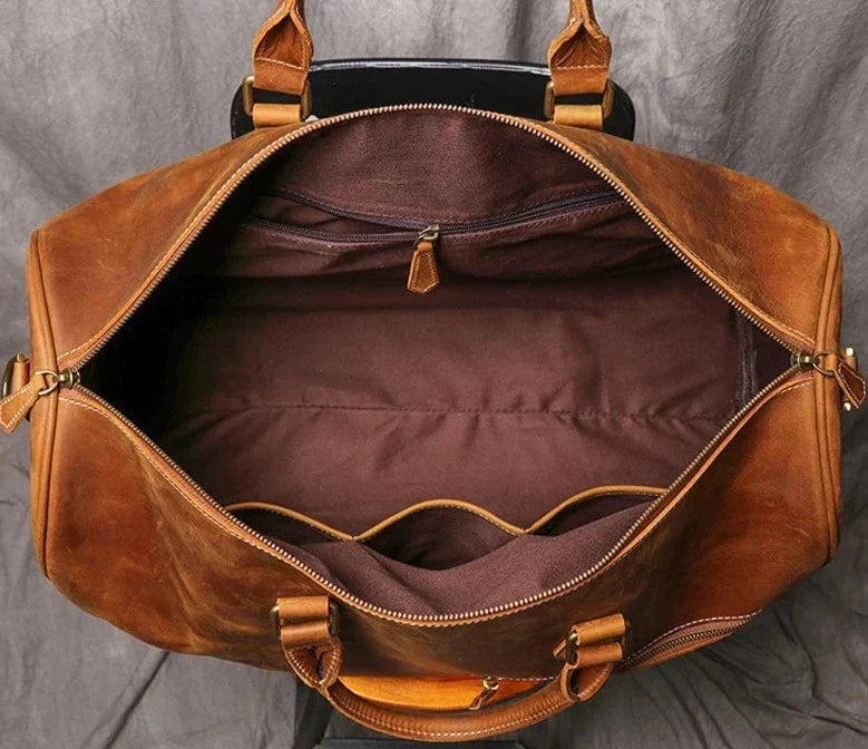 Sac week-end homme en cuir noir, 50 x 24 x 26 cm