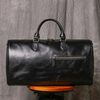 Sac week-end homme en cuir noir, 50 x 24 x 26 cm, noir