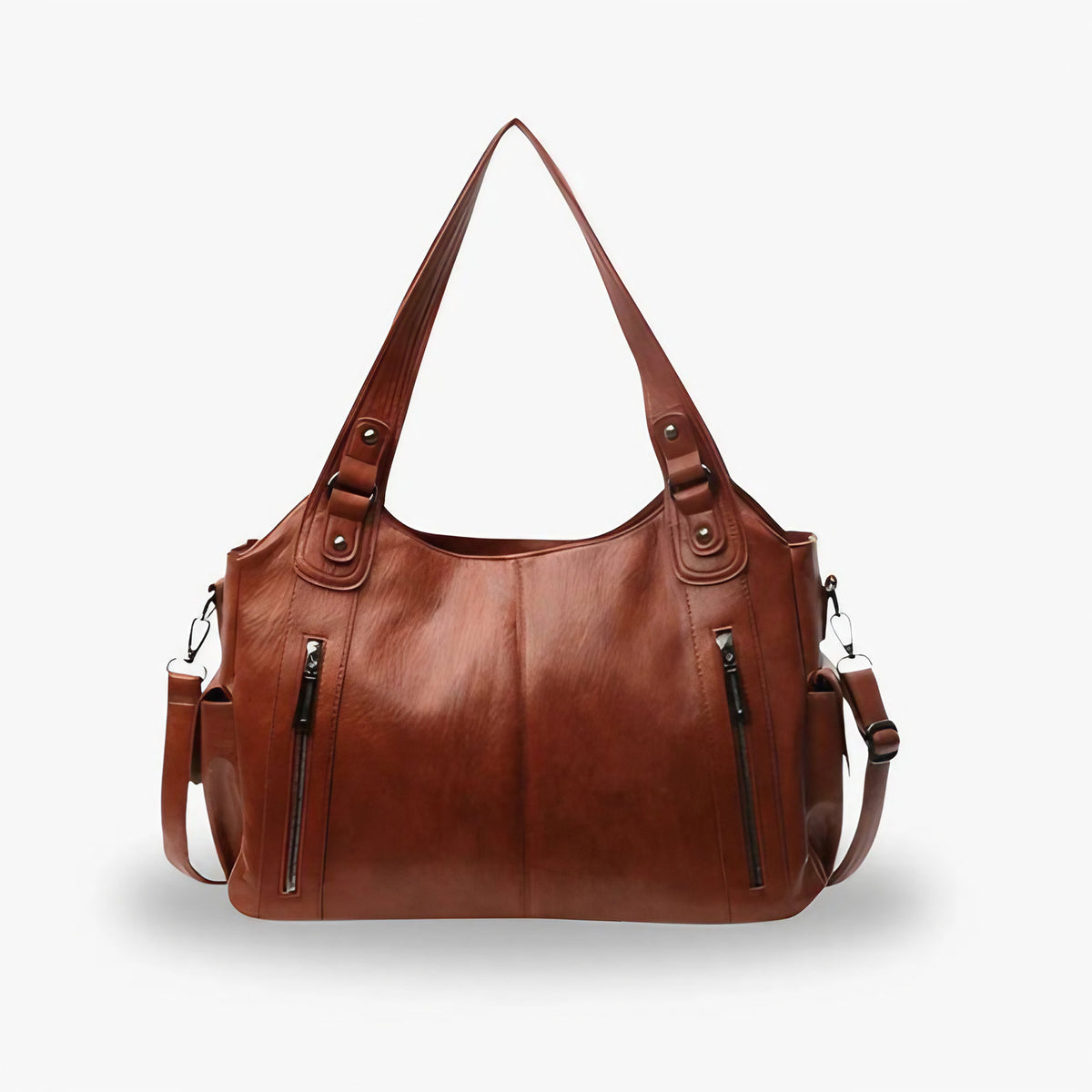 Sac besace femme à bandoulière amovible, format A4, 40 x 25 cm, marron