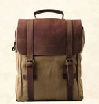 Sac à dos unisexe en toile, style preppy, quatre coloris, kaki