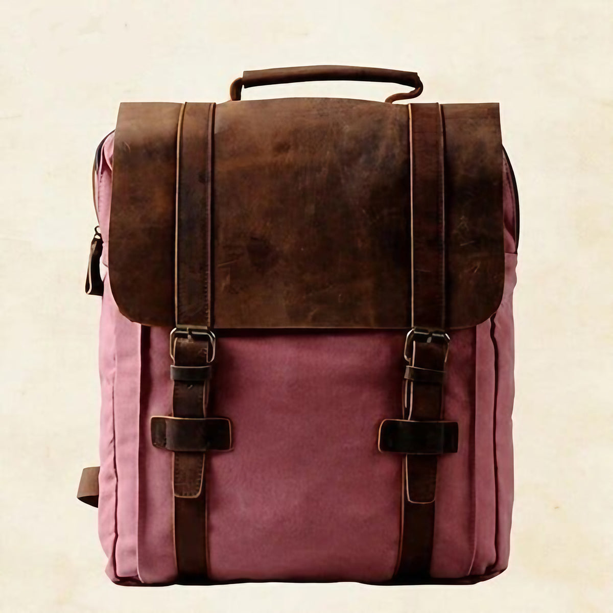 Sac à dos unisexe en toile, style preppy, quatre coloris, rouge pâle