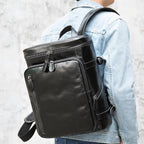 Sac à dos homme en cuir, dos rembourré, noir ou marron, noir