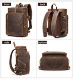 Sac à dos homme en cuir, dos rembourré, noir ou marron