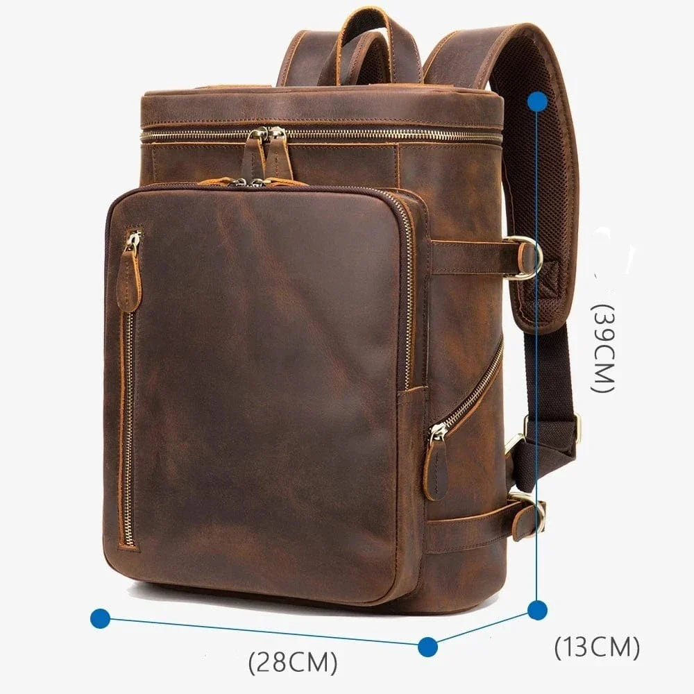 Sac à dos homme en cuir, dos rembourré, noir ou marron