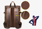Sac à dos homme en cuir, dos rembourré, noir ou marron