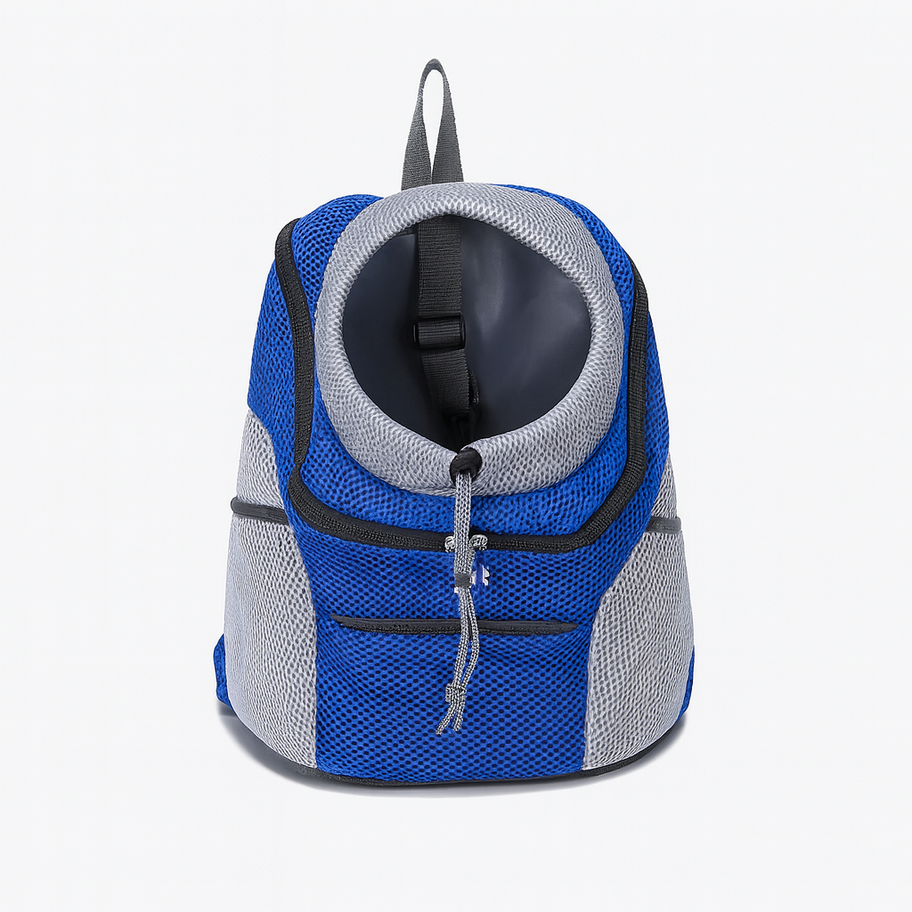 Sac à dos de transport chien et chat, porté dos ou ventre, bleu