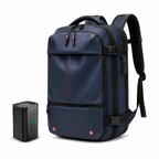 Sac à dos cabine extensible avec compression, cadenas TSA, bleu
