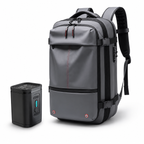 Sac à dos cabine extensible avec compression, cadenas TSA, gris