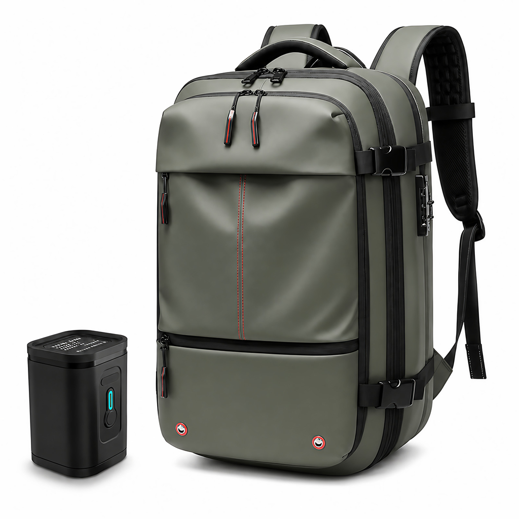 Sac à dos cabine extensible avec compression, cadenas TSA, kaki