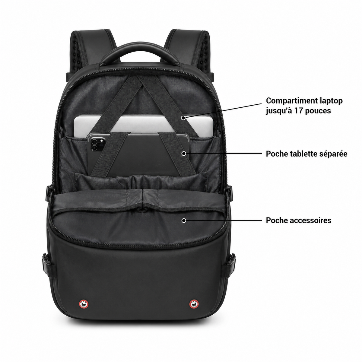 Sac à dos cabine extensible avec compression, cadenas TSA