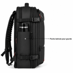 Sac à dos cabine extensible avec compression, cadenas TSA