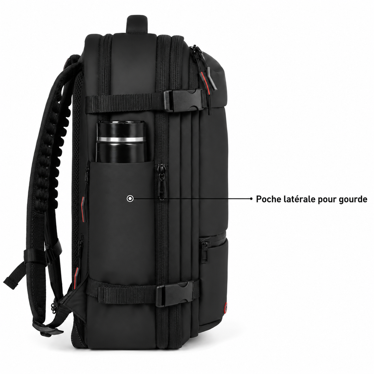 Sac à dos cabine extensible avec compression, cadenas TSA