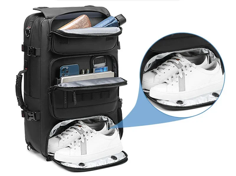Sac à dos de voyage homme convertible, poche à chaussures