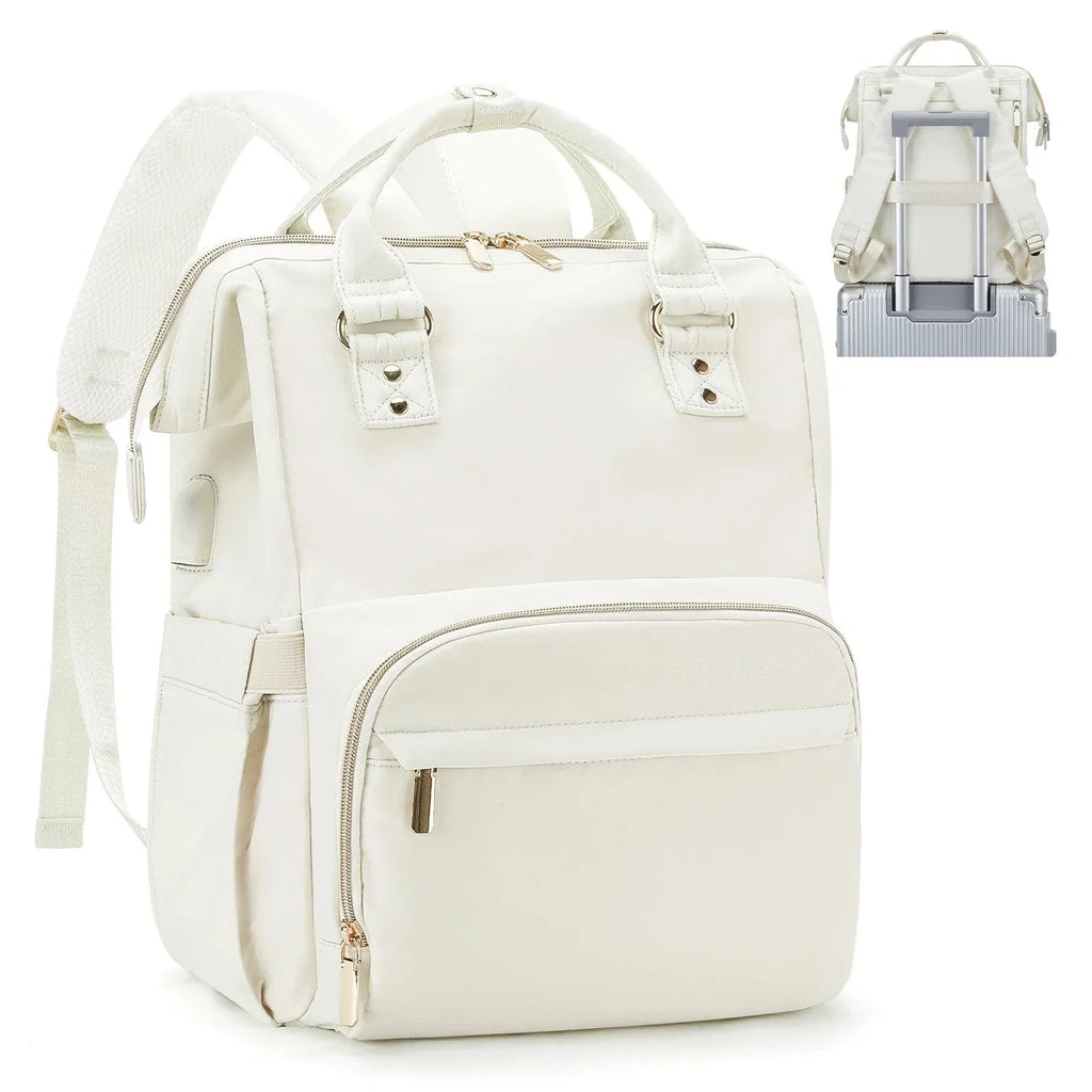 Sac à dos de voyage femme, ordinateur 14 pouces, 500 g, beige