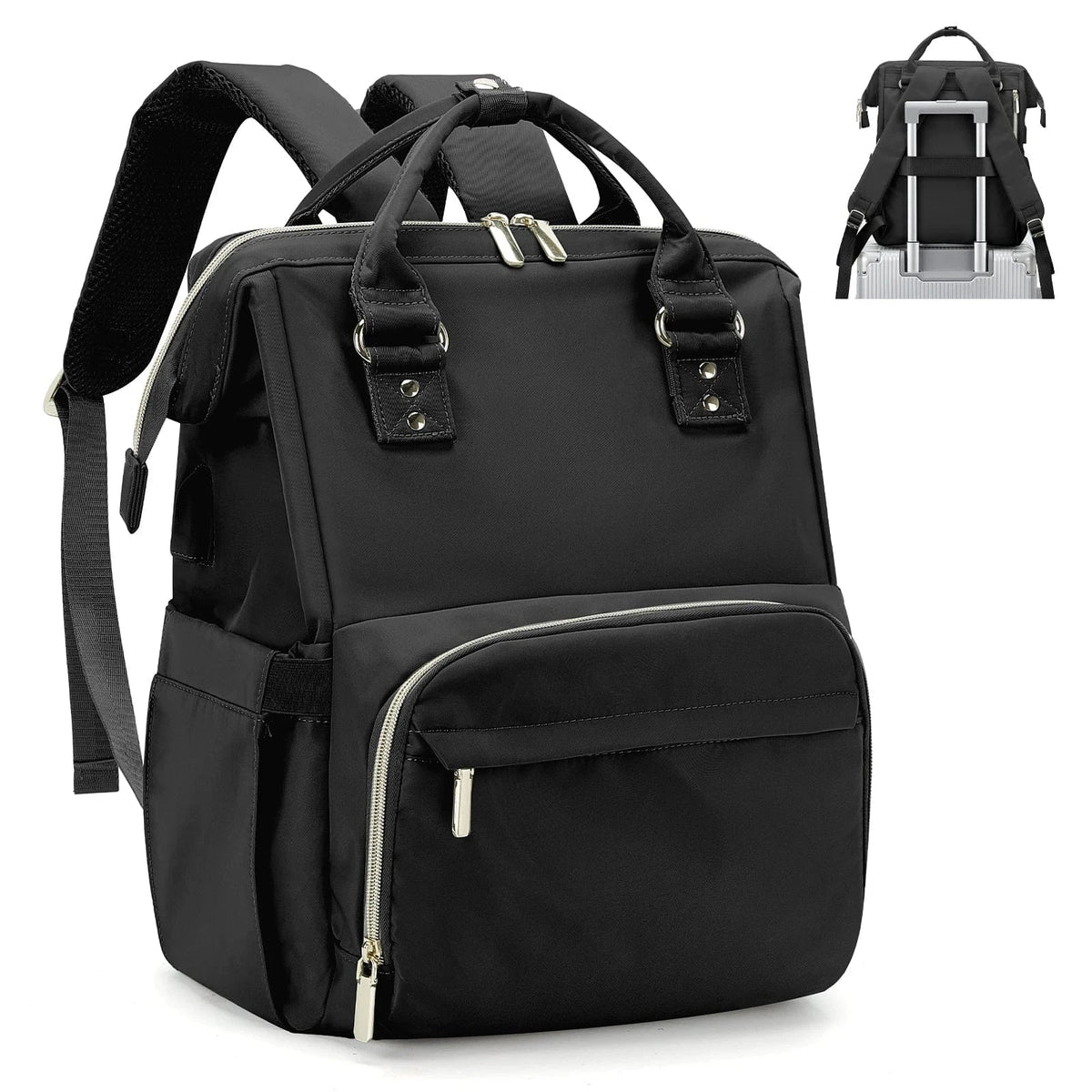 Sac à dos de voyage femme, ordinateur 14 pouces, 500 g, noir