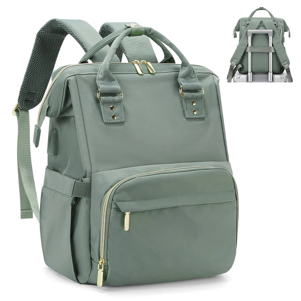Sac à dos de voyage femme, ordinateur 14 pouces, 500 g, vert